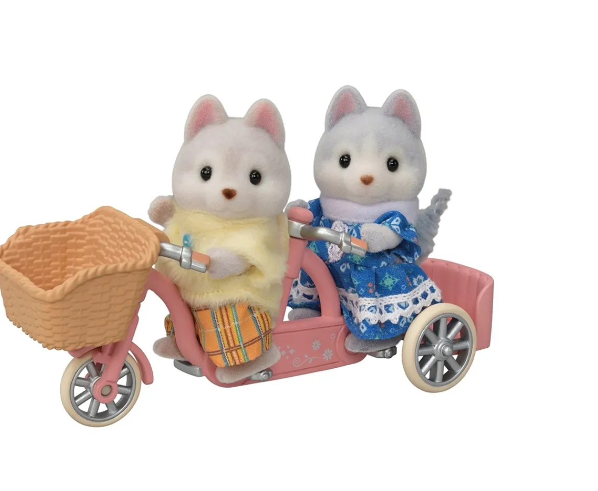 Ken Black Sylvanian Families Tandem Cycling Set with Husky Brother and Sister| Dolls & Dollhouses