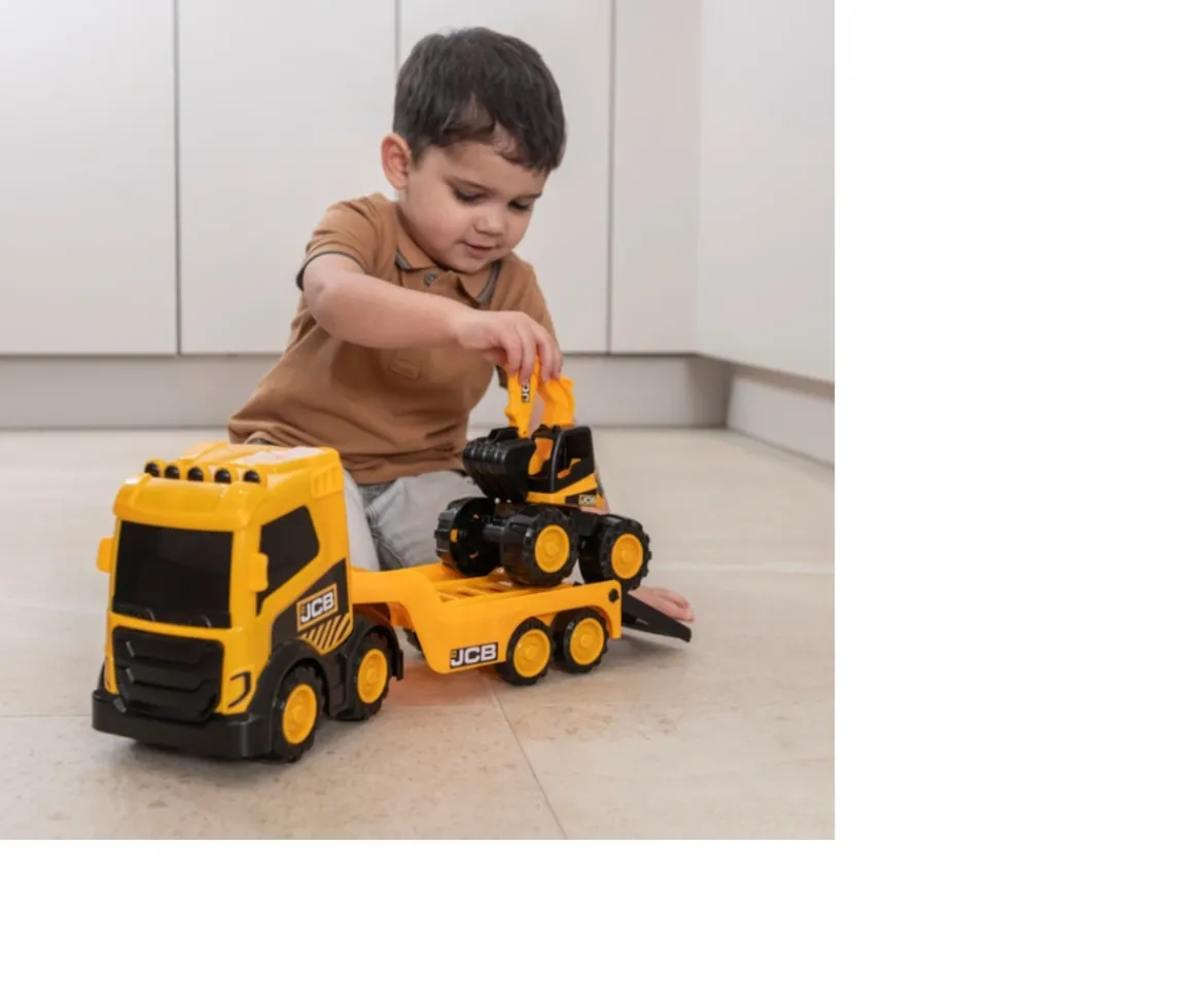 Ken Black Teamsterz JCB Mega Transporter With Excavator| Action Figures & Playsets