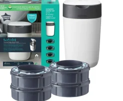 Ken Black Tommee Tippee Twist & Click Advanced Nappy Bin Starter Set with 4 Cassettes| Potty Training